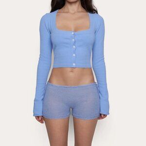 Guizio Sweet Scoop Cardigan in Powder Blue